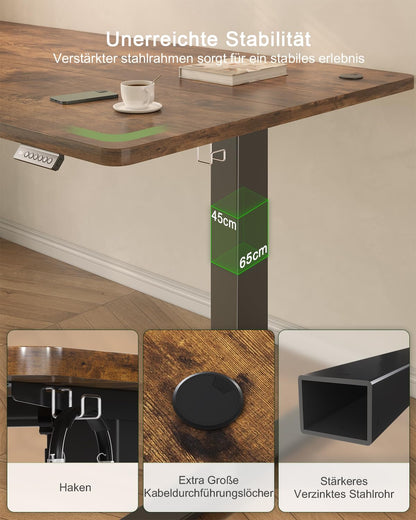 JUMMICO 80x60cm Electric Standing Desk with USB Charging Height Adjustable Desk with Sedentary Reminder Stand Up Desk with Splice Board for Home