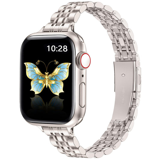 Vamyzji Slim Stainless Steel for Apple Watch Strap 40mm 42mm(Series 11 10) 41mm 38mm, Thin Women ladies Metal Adjustable Chain iWatch Strap for Apple