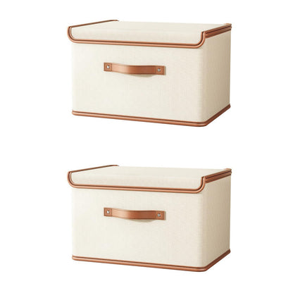 Vbvbip 2 PCS Oxford Fabric Storage Bins with Attached Lid - Large Clothes Organizer (44x30x29cm), Breathable Collapsible Closet Bins for Clothing