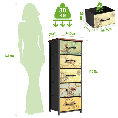 LNZHAO 5 Drawer Tall Chest of Drawers Bedroom