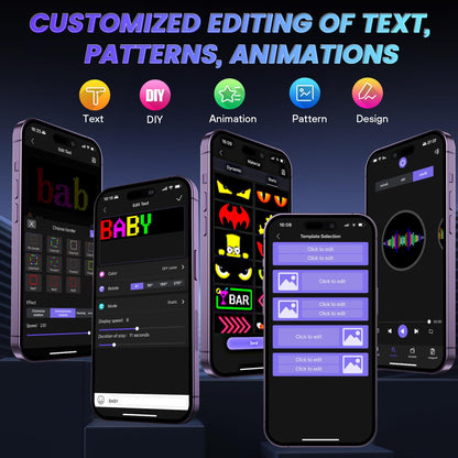 Double Row Scrolling LED Sign for Car, 10.6" x 4.7" Flexible 5V/2A Bluetooth APP Control Programmable LED Sign Custom Text Animation Digital LED