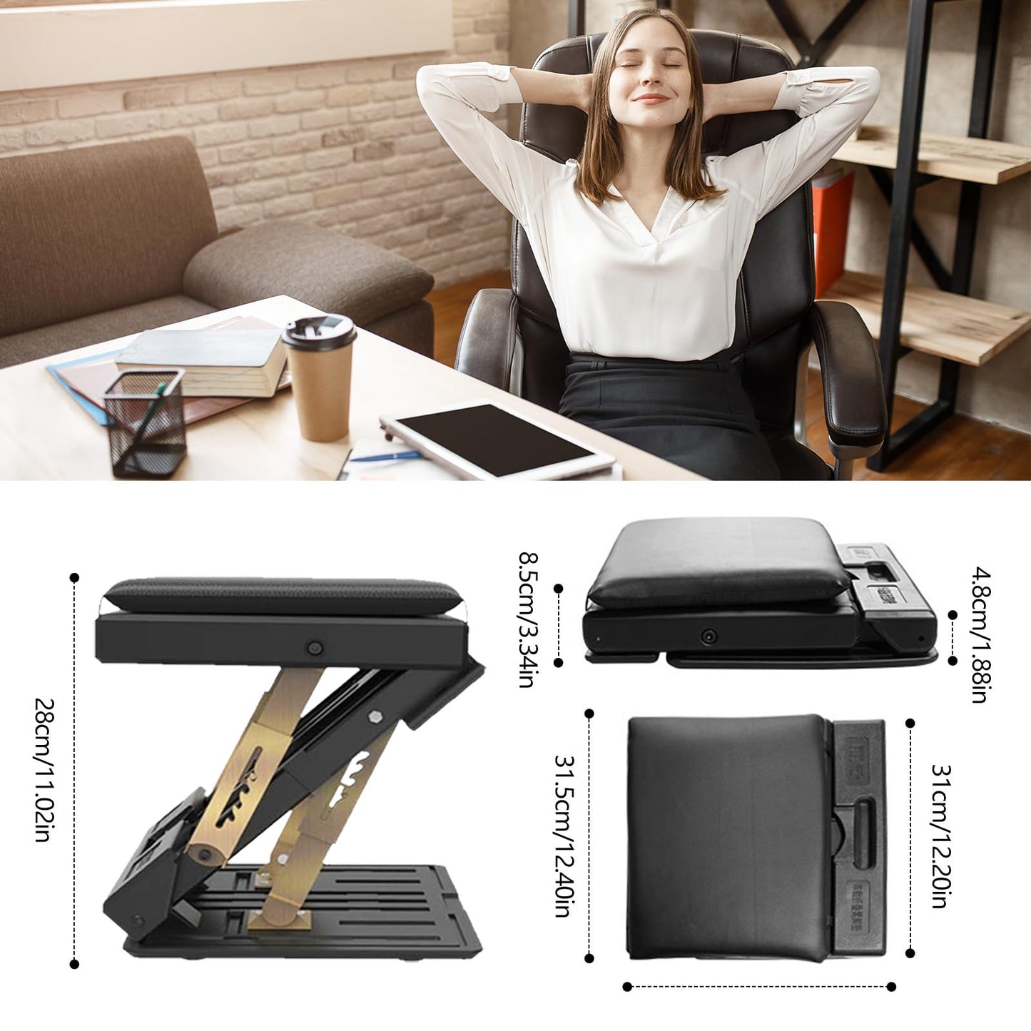 Footrest Desk, Adjustable Footstool Ergonomic Footstool Removable Office Foot Rest Footrest with Massage and Soft Seat Cushion for Car Office Home