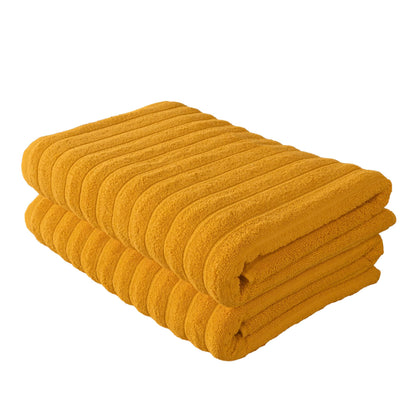 BERIBO Cloud Turkish Towel Set 100% Cotton 620gsm (Golden Sand, 2 Bath Towels)