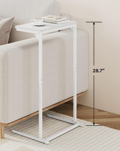 TUTOTAK C Shaped Side Table, Small End Table, 28.7 inch Tall Couch Sofa Table, Living Room, Bed Room, White TB01BW071EU
