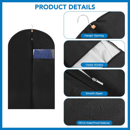 6 Pack Suit Bags PEVA Garment Bags Clothes Covers Suit Protector 60cm*120cm