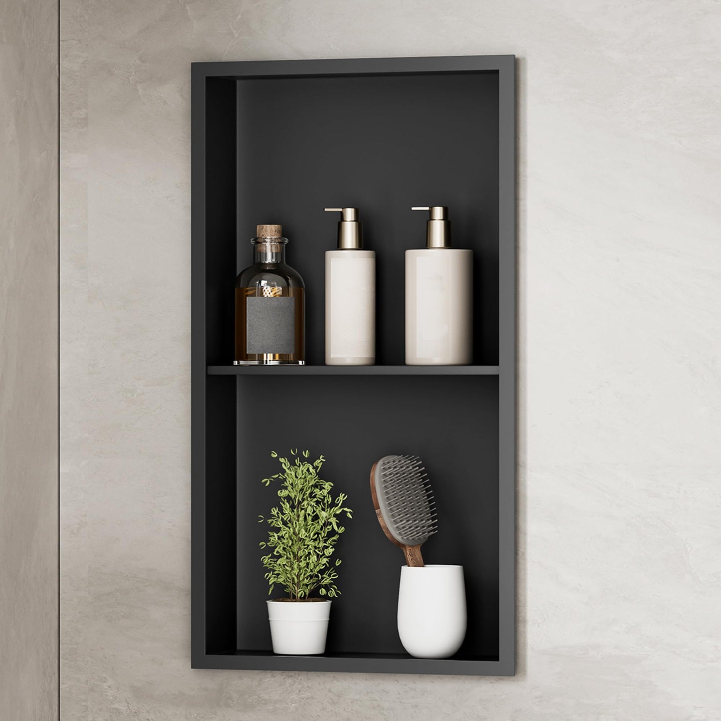 Black Shower Niche Wall Insert for Bathroom, Double 12? x 12? Tile Niche for Bathroom Organizer Storage for Shampoo Soap Toiletries