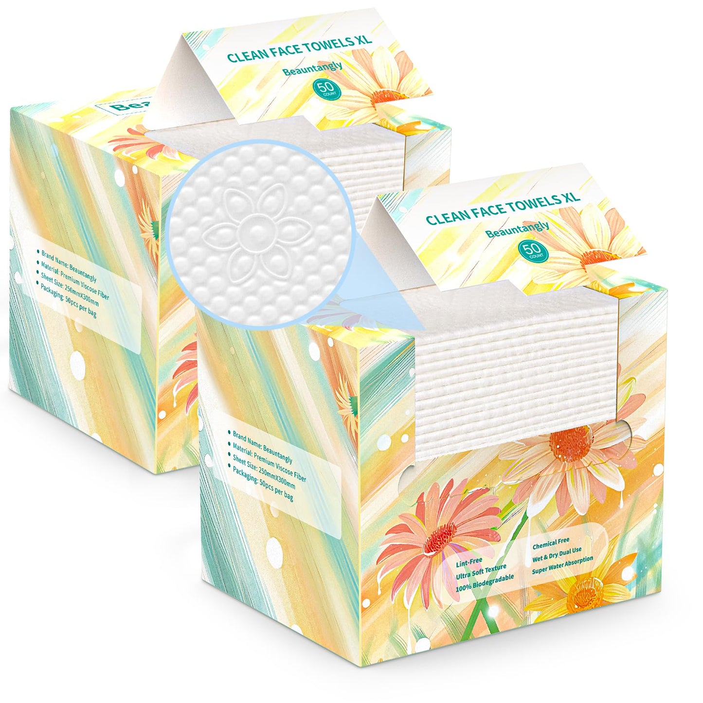 Beauntangly Face Clean Towels XL, Disposable Face Cloths for Skin Care, Thick Lint-Free Ultra Soft Dry Wipes for Makeup Removal, Cleaning, Traveling,