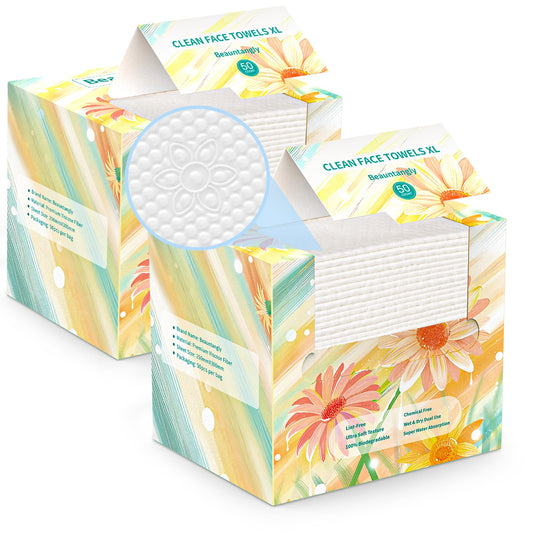 Beauntangly Face Clean Towels XL, Disposable Face Cloths for Skin Care, Thick Lint-Free Ultra Soft Dry Wipes for Makeup Removal, Cleaning, Traveling,