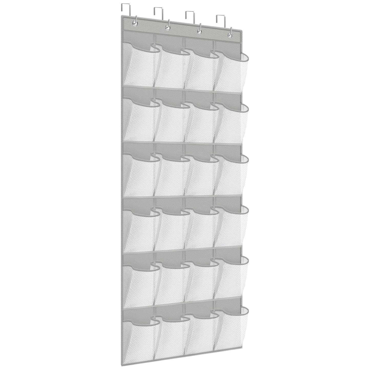 FENTEC Over Door Shoe Storage Organiser with 24 Large Mesh Pockets, Grey