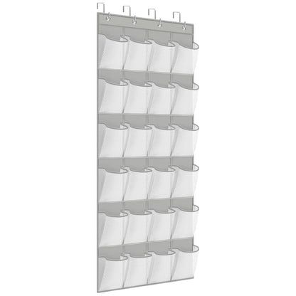 FENTEC Over Door Shoe Storage Organiser with 24 Large Mesh Pockets, Grey