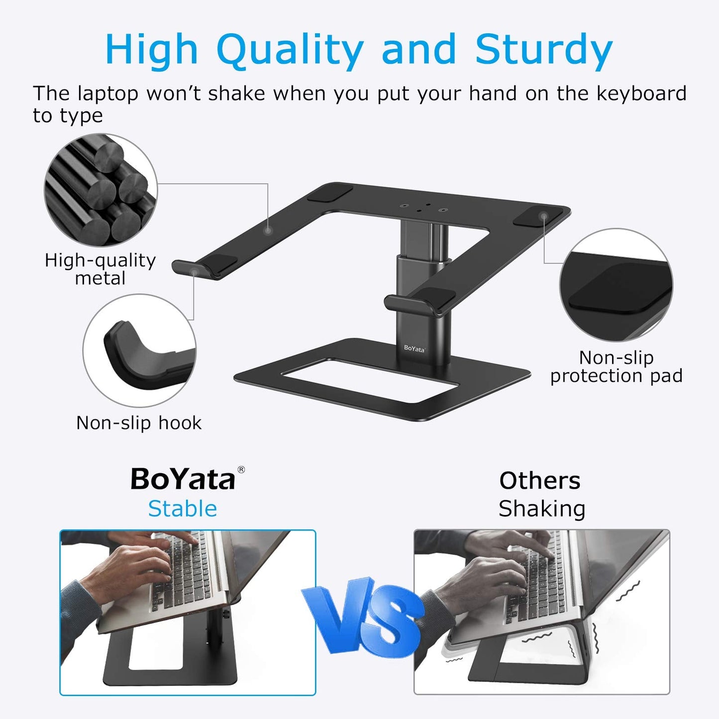BoYata Laptop Stand, Height Adjustable Laptop Riser for 11-17" Laptops