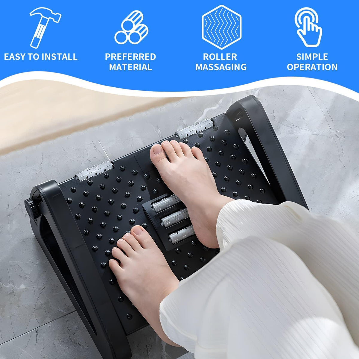 Foot Rest Under Desk Office Foot Stool Adjustable Height/Angle Footrest