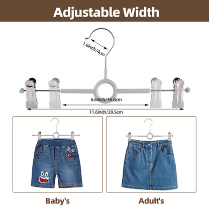 Trouser Hangers with Clips,10Pack 30cm Adjustable Heavy Duty Metal Coat Hangers,Space Saving Skirt Hangers for Women,Non-Slip Shorts Jeans Pants
