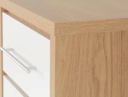 Seconique Seville 5 Drawer Narrow Chest in White Gloss/Light Oak