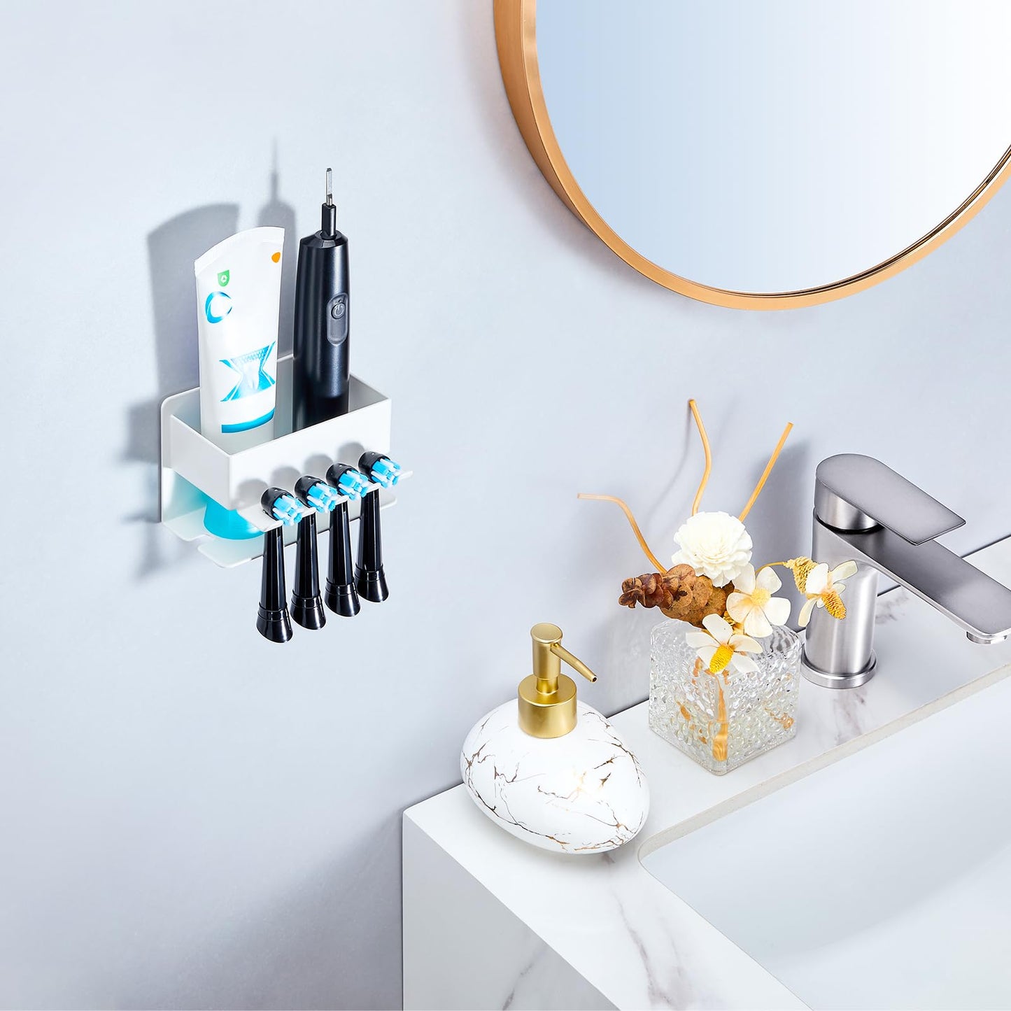 WAYASI Electric Toothbrush Head Holder, Electric Toothbrush Holder, Adhesive Toothbrush Holder Wall Mounted Non Screw, Tooth Brush Head Holder