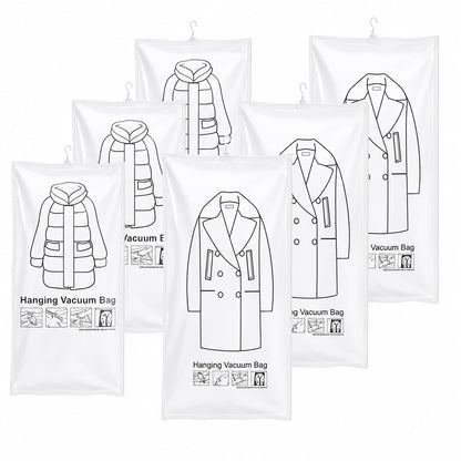 Hanging Vacuum Storage Bags for Clothes, Coats and Jackets, Large Size, Set
