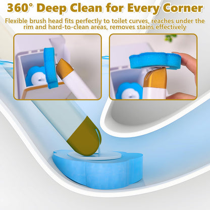 Disposable Toilet Brush 2 Pack Toilet Brush Disposable with 48 Toilet Cleaning Pads, Extended Holder Set