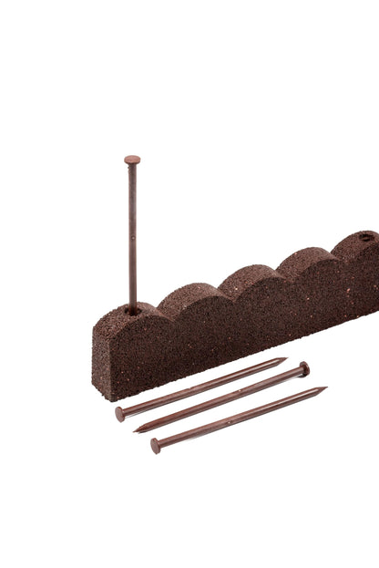 Flexi Curve Scalloped Garden Edging Rubber Landscape Scallop Lawn Border Edging Section 120cm (4ft), Earth(Brown), Pack of 4