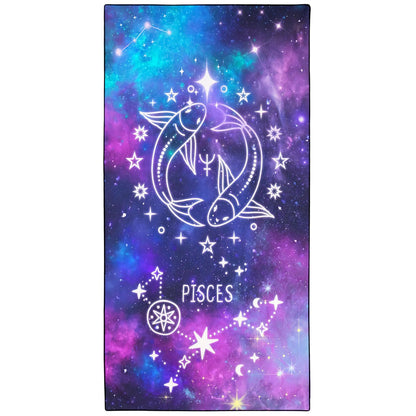 Violetpos Pisces Zodiac Sign Beach Towel for Astrology Fans, Extra Large 180x90 cm 250GSM Microfibre, Sand Free Quick Dry