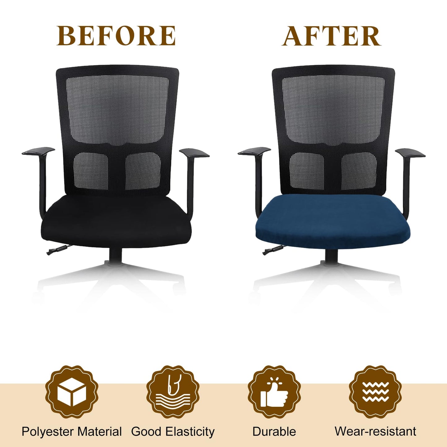 sourcing map Office Chair Cover, Stretchable Soft Rotating Chair Slipcover Washable Desk Computer Seat Cover Protector for Office Home, L(45-48cm)