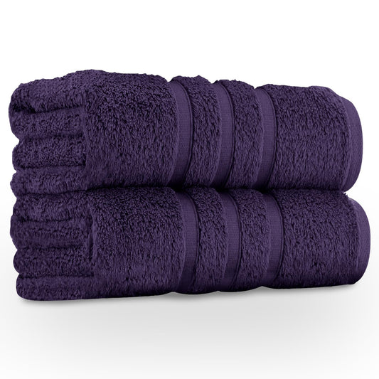 GC GAVENO CAVAILIA Large Towels Bath Sheet 2 Pack - 100% Egyptian Cotton - Highly Water Absorbent & Quick Dry - Purple