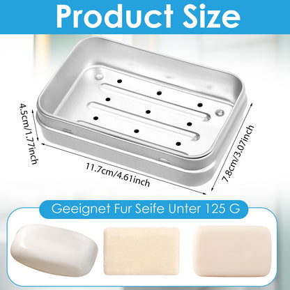 Tyqour Aluminum Travel Soap Dish with Lid, Portable Travel Soap Case, Self Draining Travel Metal Soap Tin