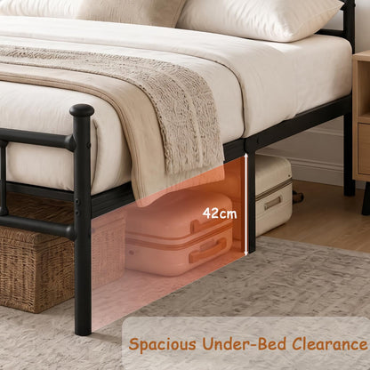 APEXTELLA HOME 3ft Single Metal Bed Frame with Headboard Footboard Black Heavy Duty Steel Bed Strong Metal Slats Max Weight 250kg