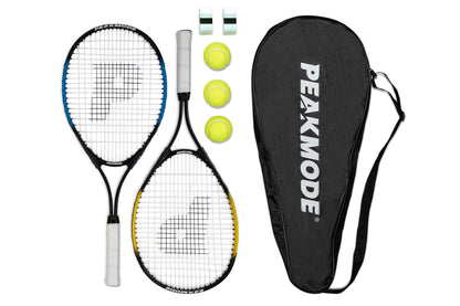 PEAKMODE Tennis Racket Set (27 inch), 3 Tennis Balls, 2 Overgrip Tapes and Foam Carry Bag