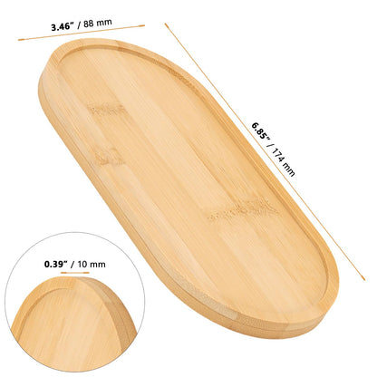 CHEUNGR Bamboo Oval Soap Tray, 6 Pcs Bamboo Bathroom Small Tray, Multi-Functional Wooden Plate Organizer for Tea, Fruit, Snacks, Jewelry Ring, Cakes