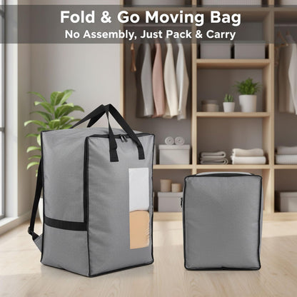 Culinavog 2PCS Backpack Moving Bag, Large Storage Bags with Lid and Zips, Tear-Resistant Reusable with Handle and Backpack Straps Transparent Window