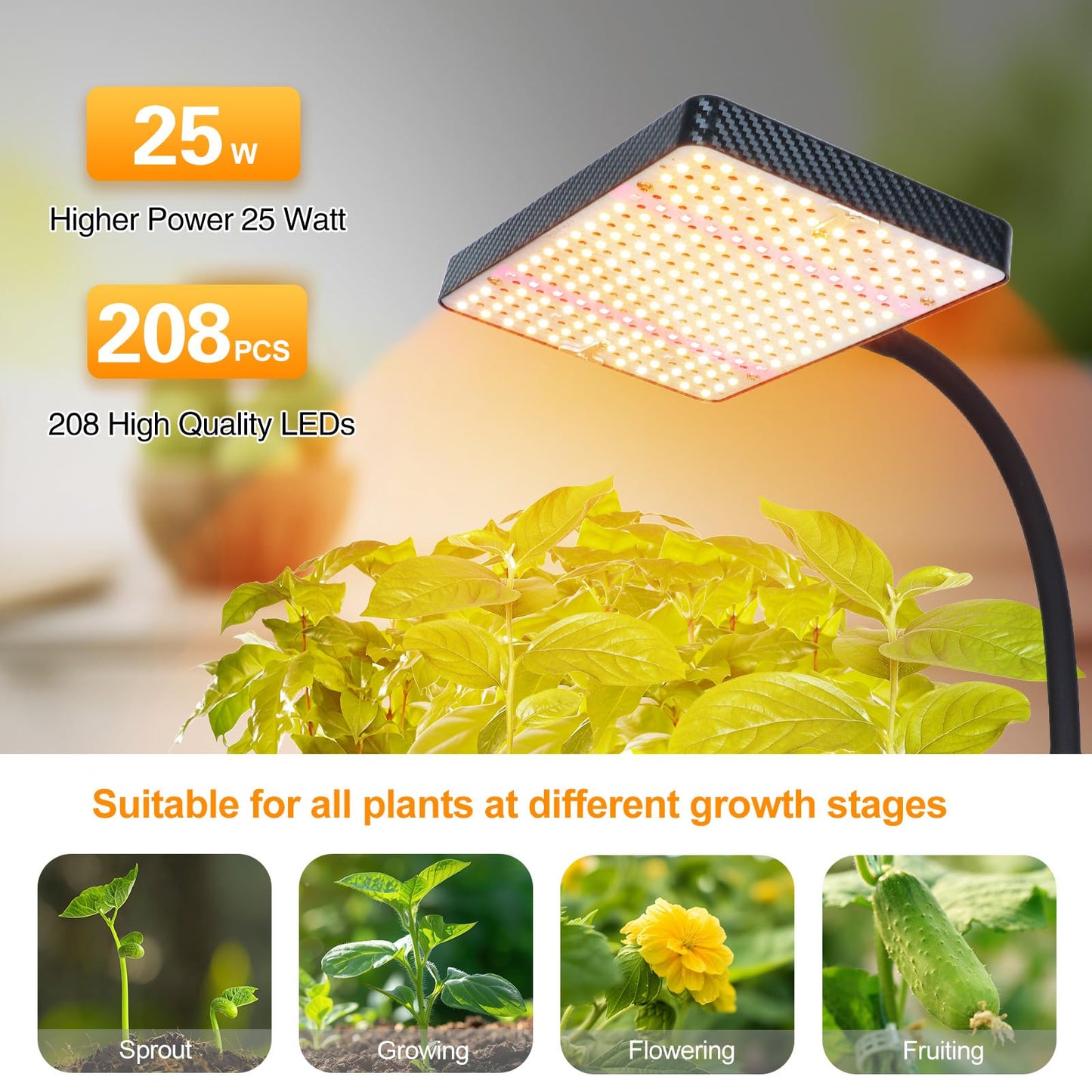 FECiDA Standing Grow Lights for Indoor Plants Full Spectrum, Stepless Dimming Grow Light with Stand for Tall Bonsai Plants, 4/8/12/16 Hr Timer, 2000