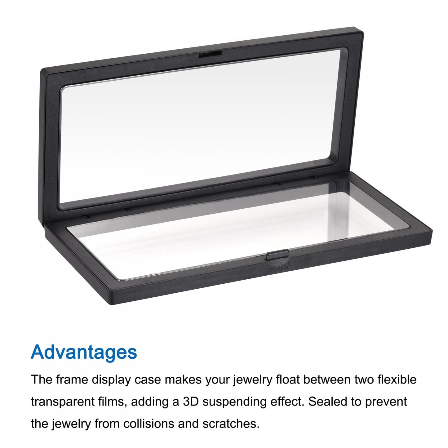 sourcing map Floating Thin Film Display Box with Base 23cm x 11cm x 2cm Black