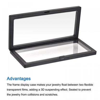 sourcing map Floating Thin Film Display Box with Base 23cm x 11cm x 2cm Black