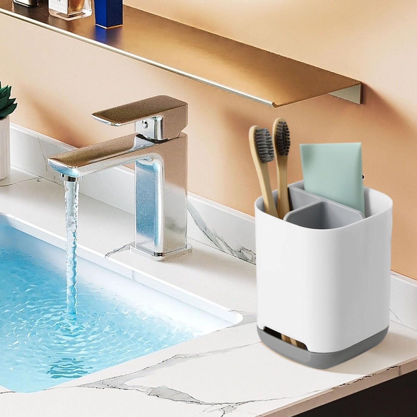 Toothbrush Holder, 3 Slots Toothbrush Organizer with Drainage Holes