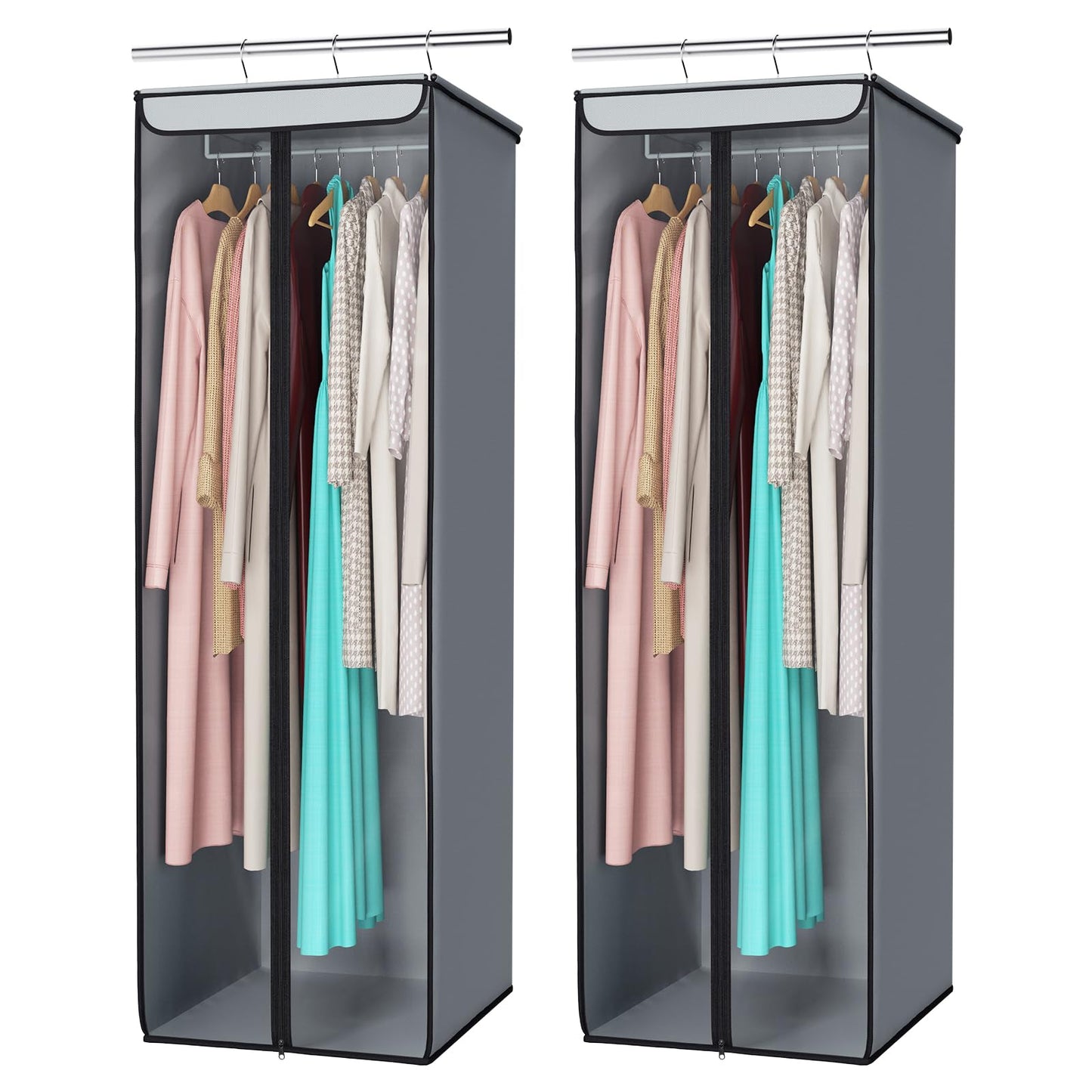Univivi Garment Bags for Hanging Clothes, 54 In Clothes Rail Cover, 2 Pack