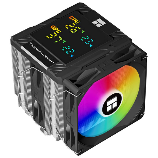 Thermalright Peerless Assassin 120 Digital ARGB Black CPU Air Cooler, Digital Screen Top Cover,6 Heatpipes Computer CPU Cooler, for AM4/AM5,Intel