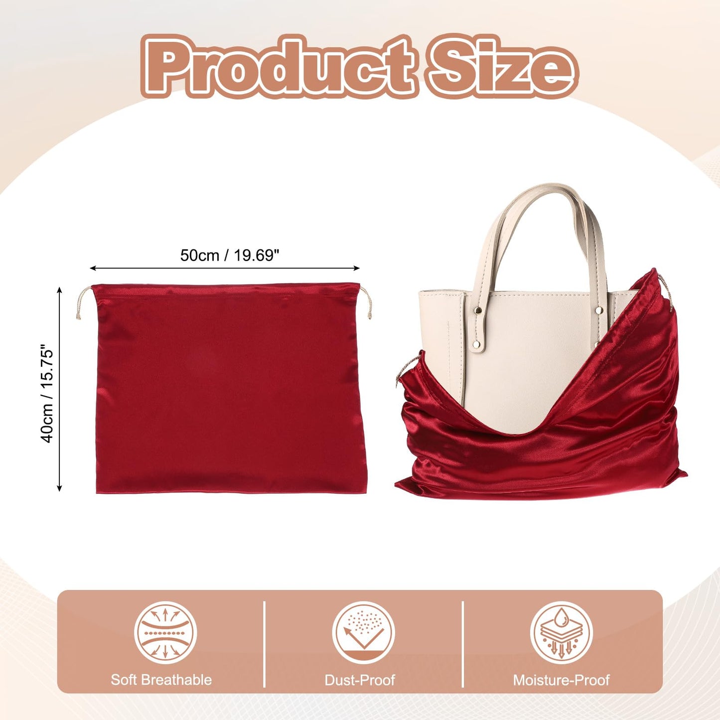 sourcing map Dust Cover Storage Bag Silk, Dust Bags for Handbags with Drawstring for Pouch Purse Cloth Shoes Travel Storage (Red, 15.75"x19.69")