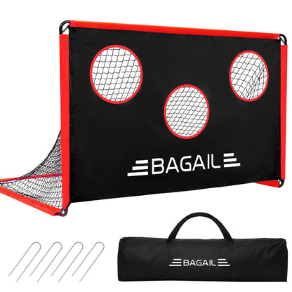 BAGAIL Soccer Goal with Target, 2-In-1 Designed, Football Goal, Portable Carry Bag, Easy to Set up, Ideal for Garden Shooting Training and