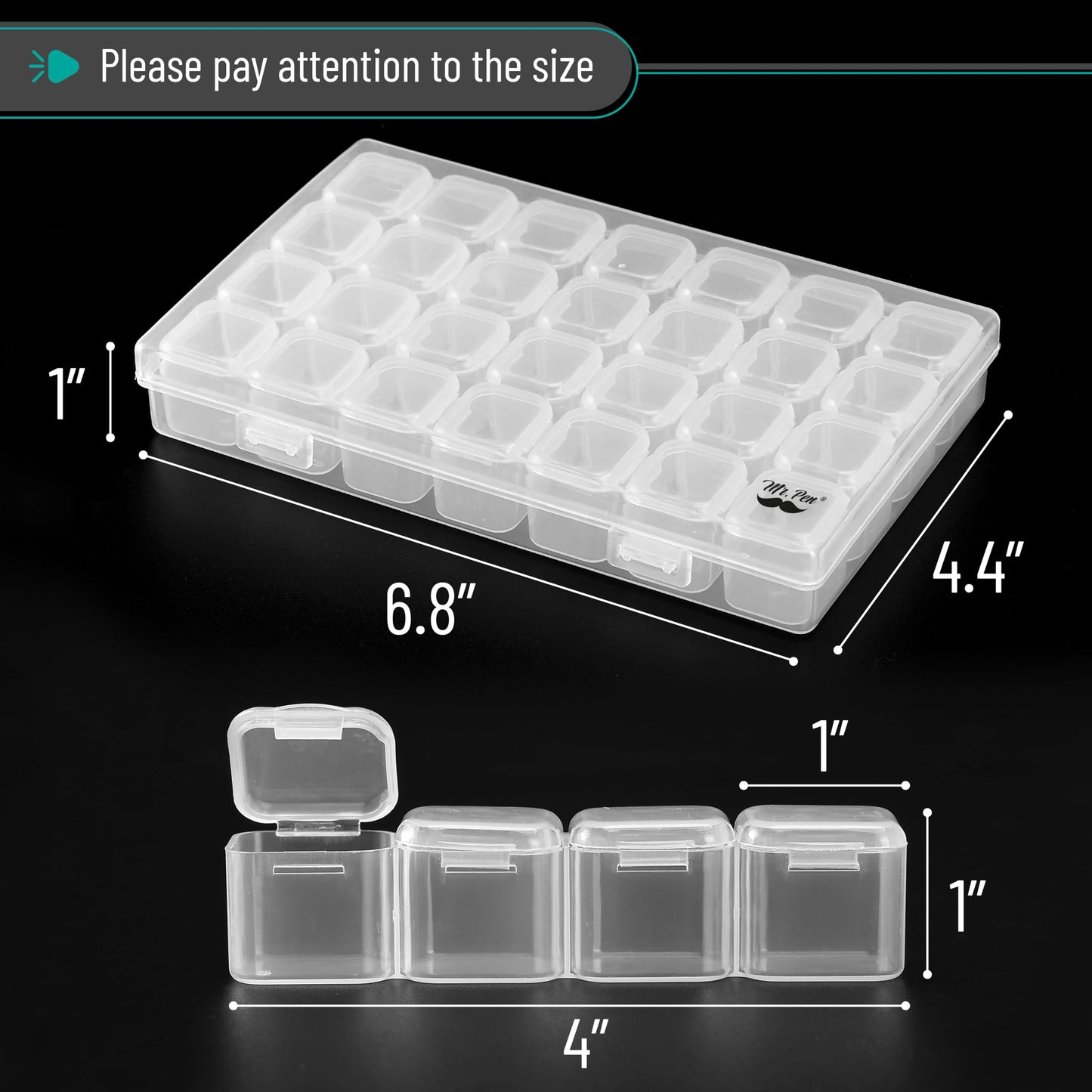 Mr. Pen- Diamond Painting Bead Storage Containers, 28 Grids, 2 Pack, Includes 160pcs Label Stickers, Diamond Art Bead BoxOrganizer