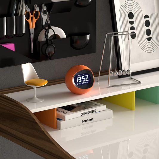 NEWGATE Earth Centre Bedside Digital Alarm Bedroom Accessories-LCD Display-Desk Clock, Acrylic, Orange, cm