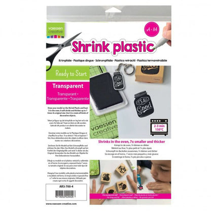 Vaessen Creative Shrink Plastic, Transparent, 4 Sheets, 21 x 30 cm, Fun Arts and Crafts Projects For All Ages