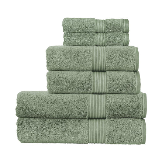Christy Supreme Hygro 6 Piece Towel Set | Bay Leaf | 100% Luxury Supima Cotton | Ultra Soft | Super Absorbent | 650GSM | 2 Bath Towels 2 Hand Towels 2