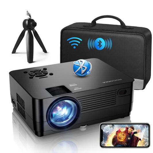 Native 1080P Projector with WiFi and Two-Way Bluetooth, Full HD for Outdoor Movies, 300" Display Projector 4k Home Theater Movie (Black)