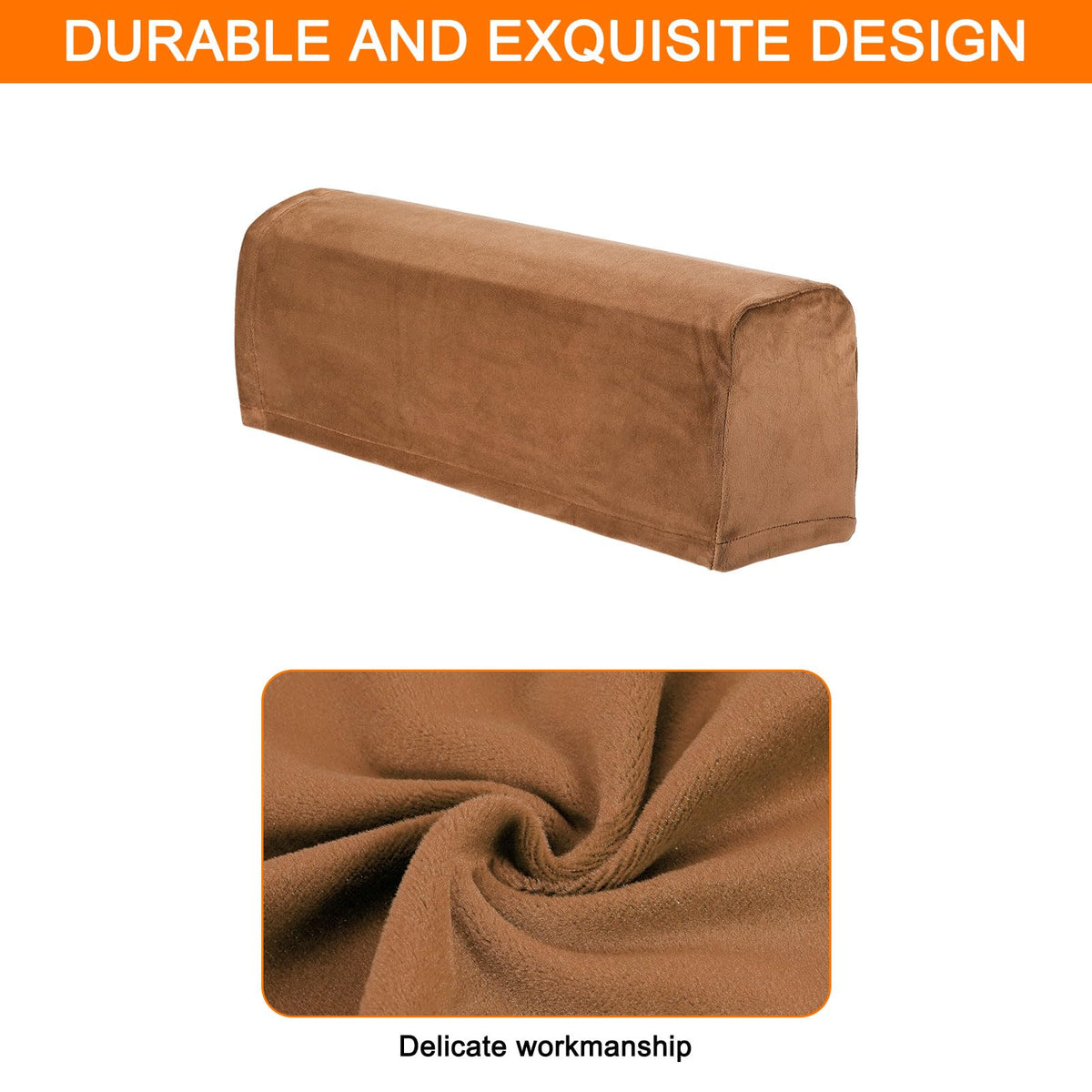 sourcing map Stretch Sofa Armrest Covers Camel 2 Pcs