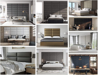 VANT Upholstered Headboards - Accent Wall Panels - Packs of 4 - Easy to Install - Single & Double bed Size (76 cm Wide, Weave Steal Black)