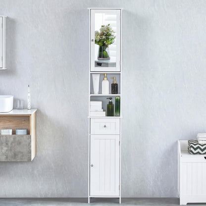 Bath Vida Priano Freestanding 2 Door Mirrored Tall Storage Cabinet, White