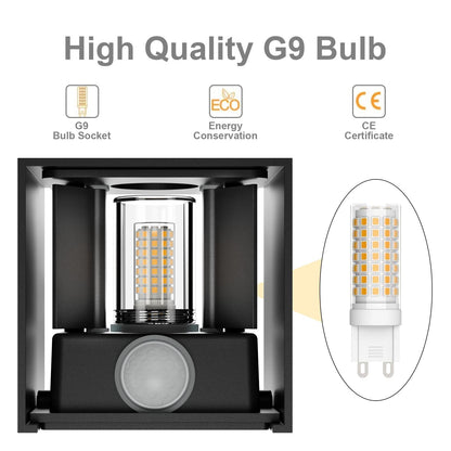 Klighten 2PCS Outdoor Wall Light with Motion Sensor, Waterproof IP54 Outside Wall Lamps with Sensor, Adjustable Beam Angle, Warm White 3000K, Black