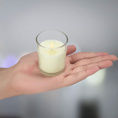Belle Vous 48 Pack Unscented Clear Glass Filled Votive Candles - 12 Hour Burn Time - Clear Glass Holders with Hand Poured Warm White Wax Candles -