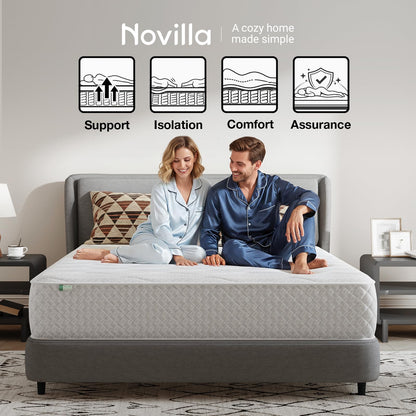 Novilla 5FT King Mattress, Hybrid Pocket Sprung Mattress 20cm Deep, Enhanced Support Medium Firm Comfort, Breathable Cover, Oeko-Tex Certified Fabric