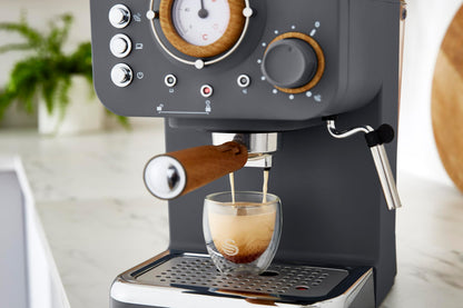 Swan SK22110GRYN Nordic Espresso Coffee Machine with Milk Frother, Steam Pressure Control, 1.2L Detachable Water Tank, 1100W, Nordic Slate Grey